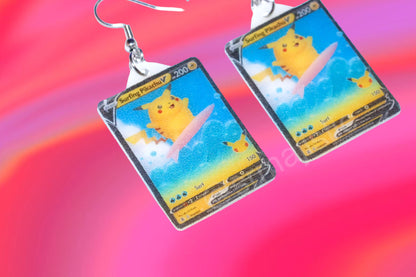 Collection of VMax Pikachu Pokémon Cards Handmade Earrings!