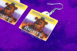 Freddy Fazbear 5 Nights at Freddy’s Collection of Flaming Pride Flags Handmade Earrings!