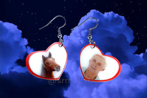 Barbie’s Ken and Horse My Beloved Character Heart Locket 2D detailed Handmade Earrings!