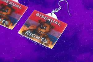 Freddy Fazbear 5 Nights at Freddy’s Collection of Flaming Pride Flags Handmade Earrings!