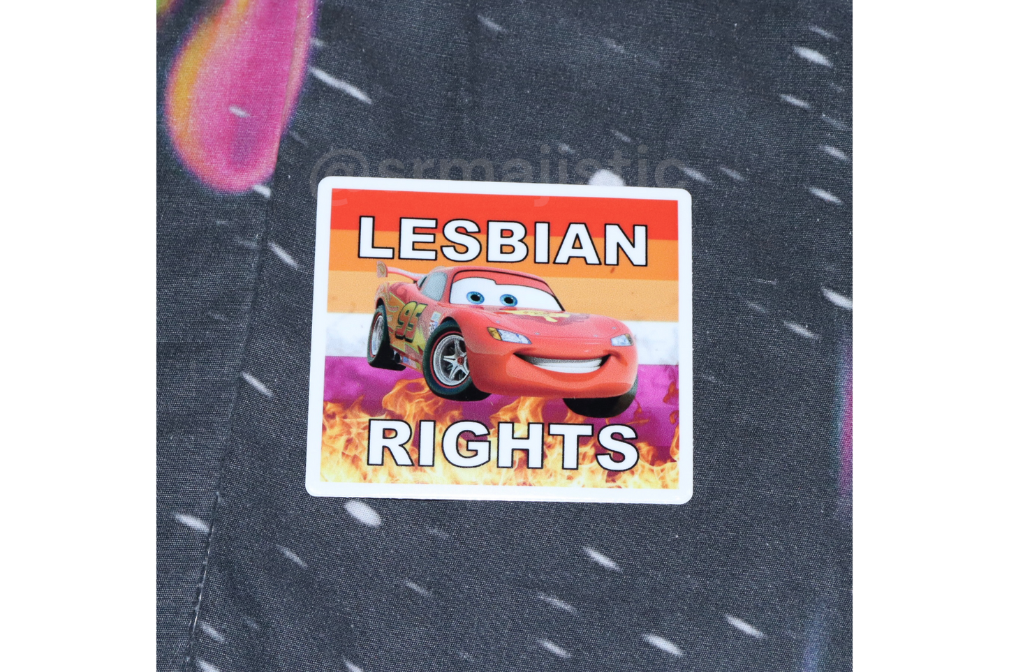 Bumper Stickers of Lightning McQueen from Cars Flaming Pride Flags