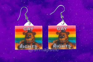 Freddy Fazbear 5 Nights at Freddy’s Collection of Flaming Pride Flags Handmade Earrings!