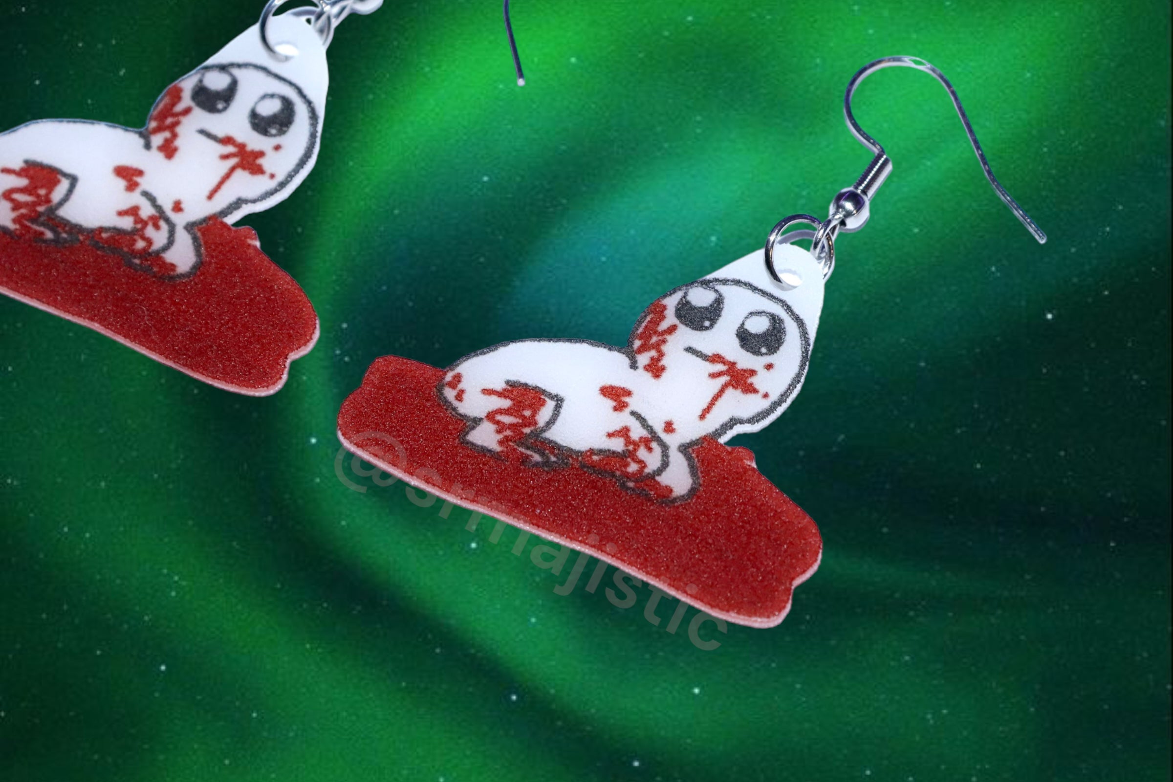 Autism/TBH Creature in Blood Meme Funny Handmade Earrings!