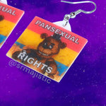 Freddy Fazbear 5 Nights at Freddy’s Collection of Flaming Pride Flags Handmade Earrings!