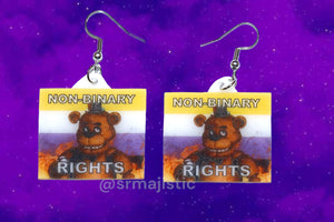 Freddy Fazbear 5 Nights at Freddy’s Collection of Flaming Pride Flags Handmade Earrings!