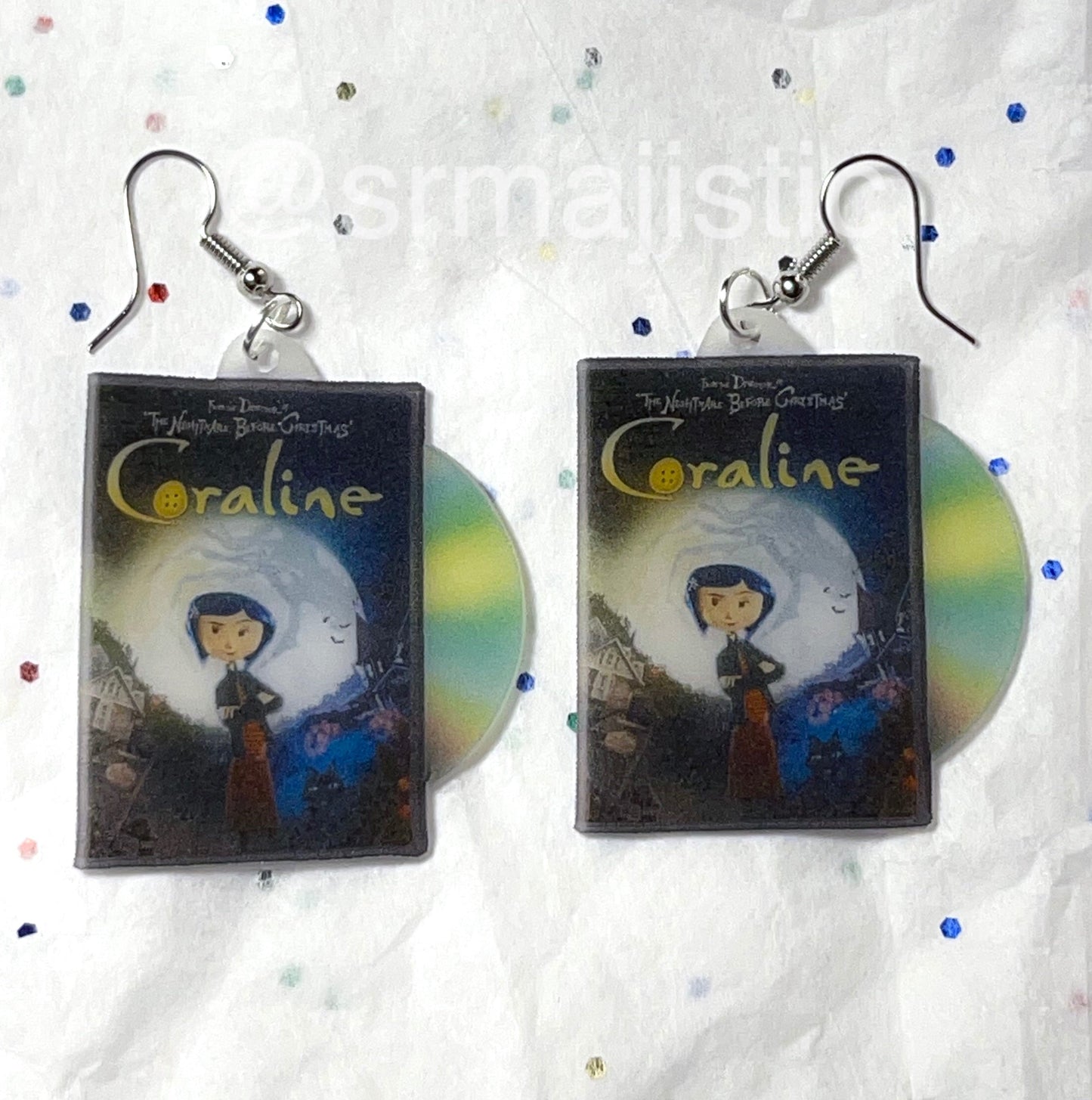 (READY TO SHIP) Coraline (2009) DVD 2D detailed Handmade Earrings!