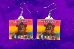 Freddy Fazbear 5 Nights at Freddy’s Collection of Flaming Pride Flags Handmade Earrings!