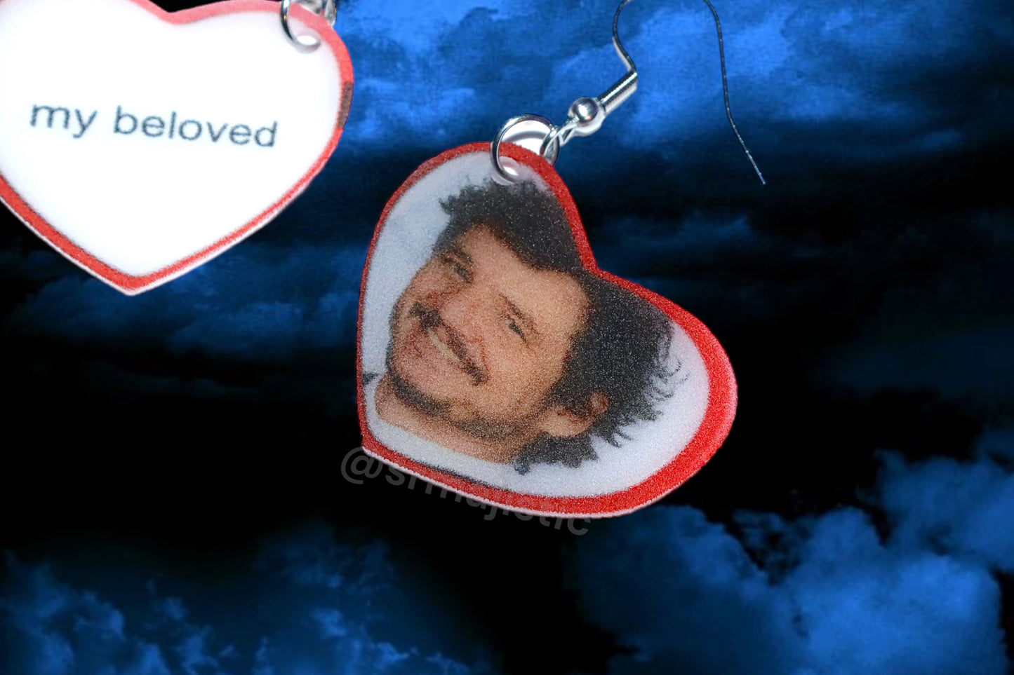 Pedro Pascal My Beloved Character Locket Heart 2D detailed Handmade Earrings!