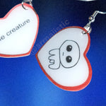 The Creature (Autism TBH Creature) Meme Character Locket Heart 2D detailed Handmade Earrings!