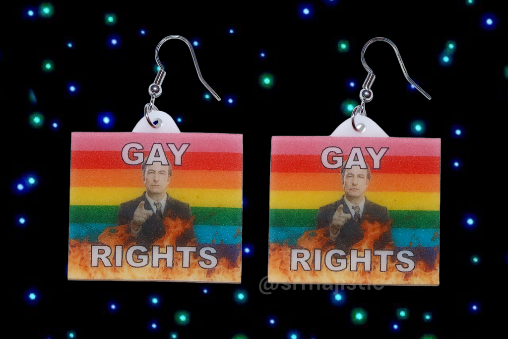(READY TO SHIP) Better Call Saul Gay Flame Pride Flag Handmade Earrings!