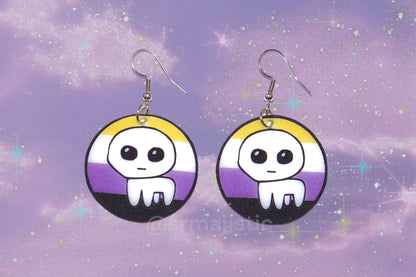 Autism Creature / TBH Creature Circular Pride Flag Handmade Earrings!