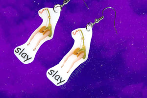 (READY TO SHIP) Fishing Rod with Legs Toy Story Slay Meme Handmade Earrings!