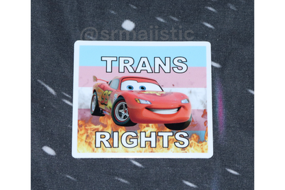 Bumper Stickers of Lightning McQueen from Cars Flaming Pride Flags