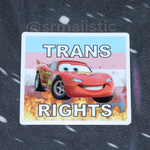 Bumper Stickers of Lightning McQueen from Cars Flaming Pride Flags