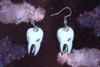 (READY TO SHIP) Black and White Detailed Tooth Handmade Earrings!