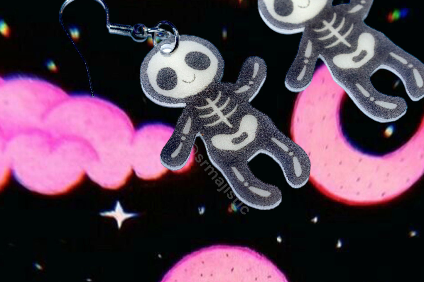 (READY TO SHIP) Jellycat Skeleton Bob Plushie 2D Cute Handmade Earrings!