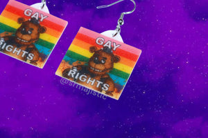 Freddy Fazbear 5 Nights at Freddy’s Collection of Flaming Pride Flags Handmade Earrings!