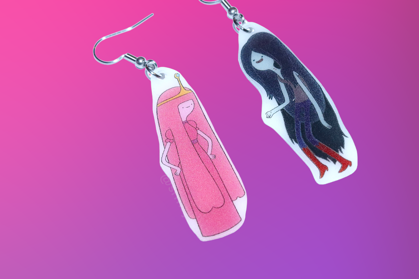 (READY TO SHIP) Marceline and Princess Bubblegum from Adventure Time Character Handmade Earrings!