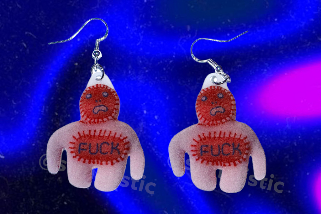 (READY TO SHIP) Hairy Little Funky Friends 2D Handmade Earrings (collaboration with Imo Sophia)
