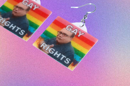 (READY TO SHIP) Danny DeVito Collection of Flaming Pride Flags Handmade Earrings!