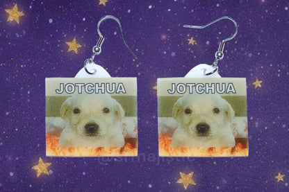 (READY TO SHIP) Jotchua Flag with Flames Funny Handmade Earrings!