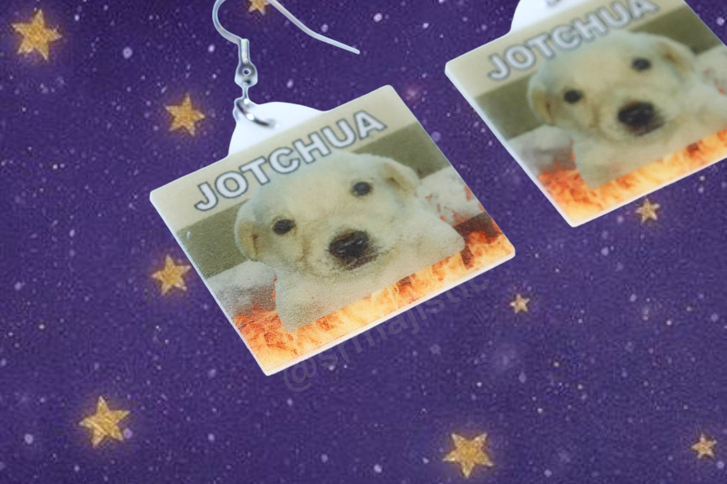 (READY TO SHIP) Jotchua Flag with Flames Funny Handmade Earrings!