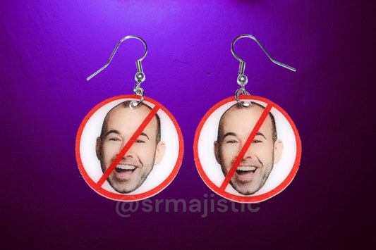 I Hate Murr ‘No’ Symbol Impractical Jokers Funny Meme Handmade Earrings!
