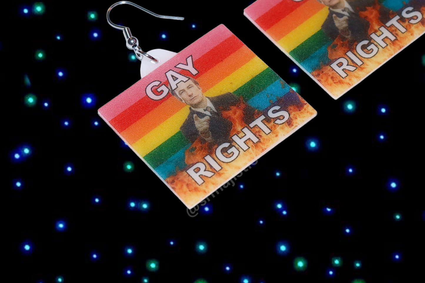(READY TO SHIP) Better Call Saul Gay Flame Pride Flag Handmade Earrings!