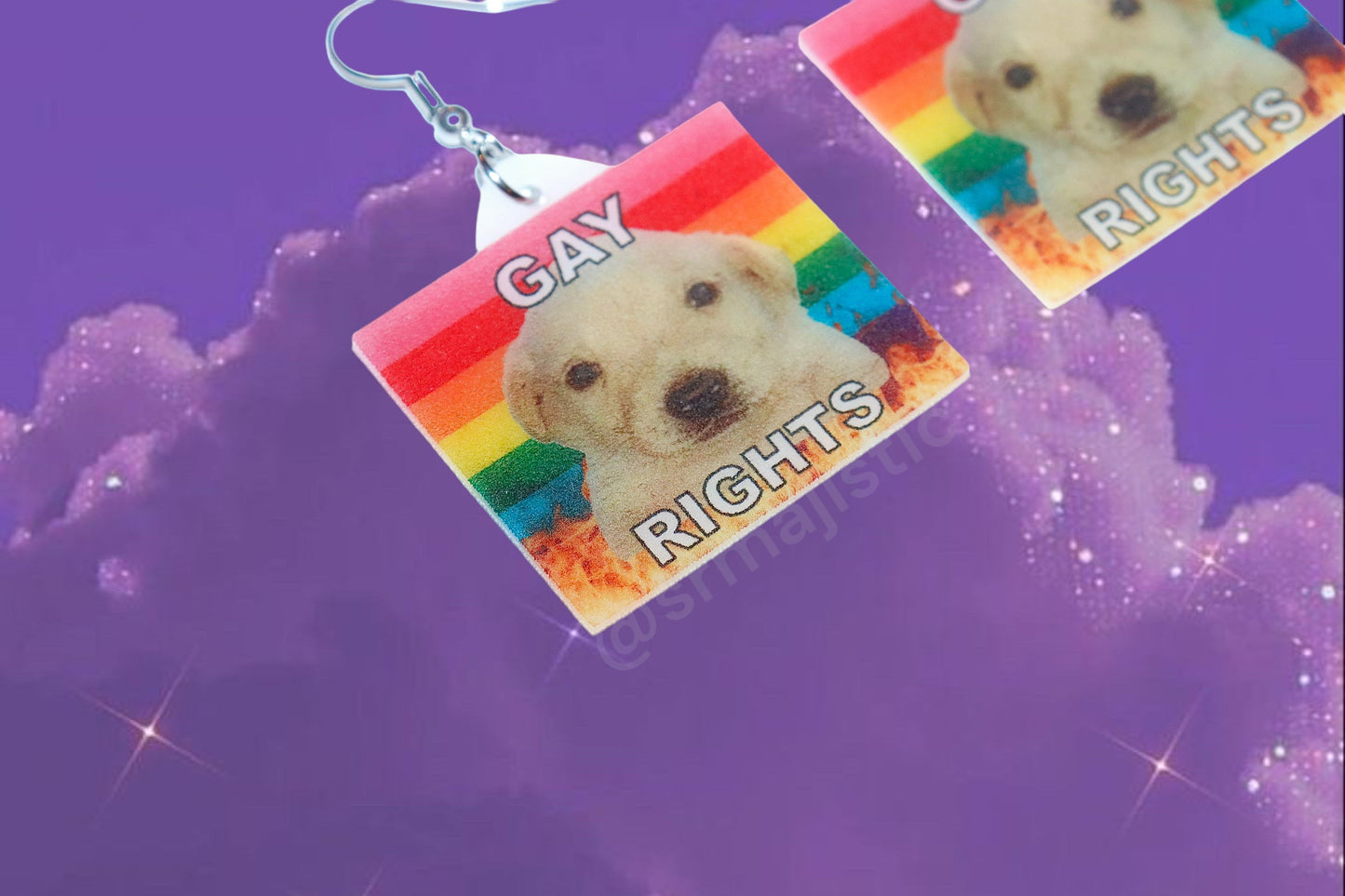 (READY TO SHIP) Jotchua Dog Flaming Pride Flags Handmade Earrings!