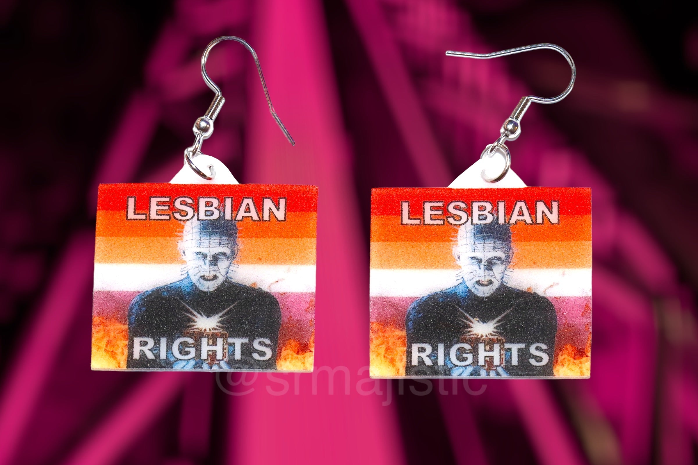 (READY TO SHIP) Hellraiser Pinhead Collection of Flaming Pride Flags Handmade Earrings!