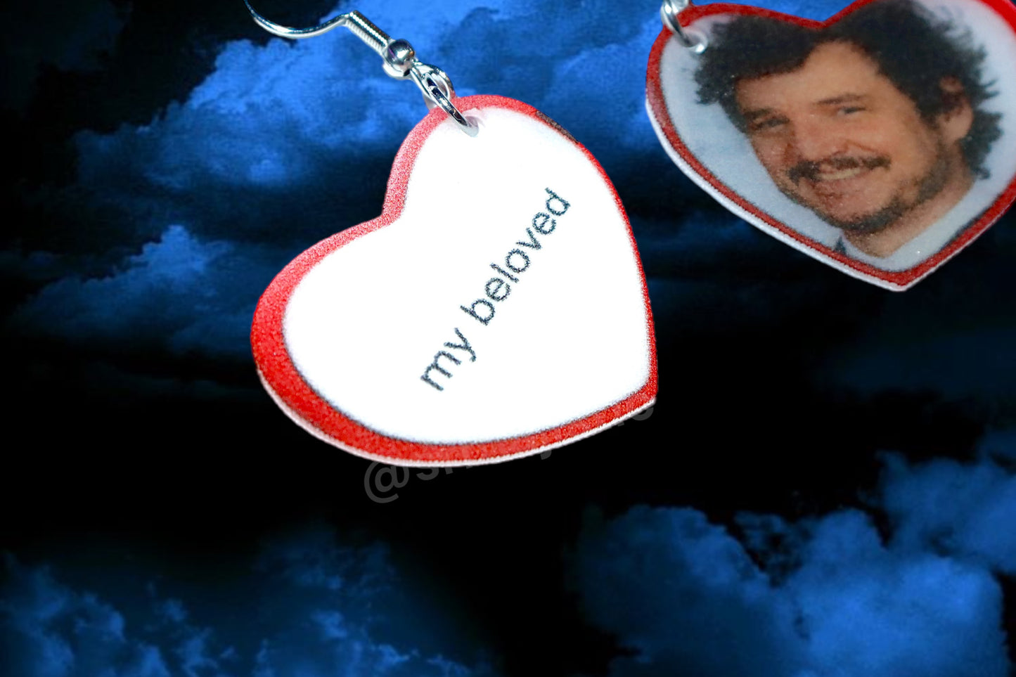 Pedro Pascal My Beloved Character Locket Heart 2D detailed Handmade Earrings!