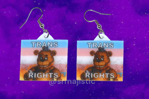 Freddy Fazbear 5 Nights at Freddy’s Collection of Flaming Pride Flags Handmade Earrings!