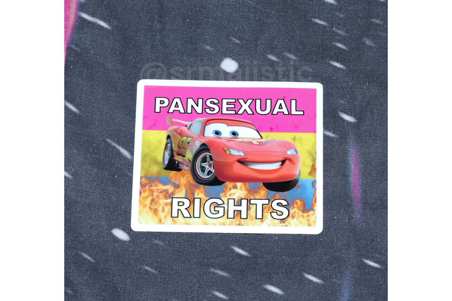 Bumper Stickers of Lightning McQueen from Cars Flaming Pride Flags