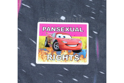 Bumper Stickers of Lightning McQueen from Cars Flaming Pride Flags