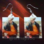 Beautiful Artwork of Cowboy Feeding Horse Takeout Funny Meme Handmade Earrings!