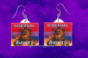 Freddy Fazbear 5 Nights at Freddy’s Collection of Flaming Pride Flags Handmade Earrings!