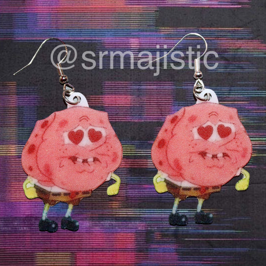 (READY TO SHIP) Spongebob Full of Love Character Handmade Earrings!