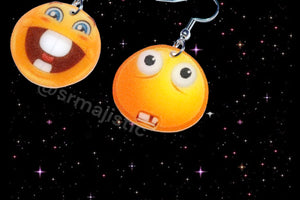 Buck Teeth Happy and Sad Emoji Meme Handmade Earrings!