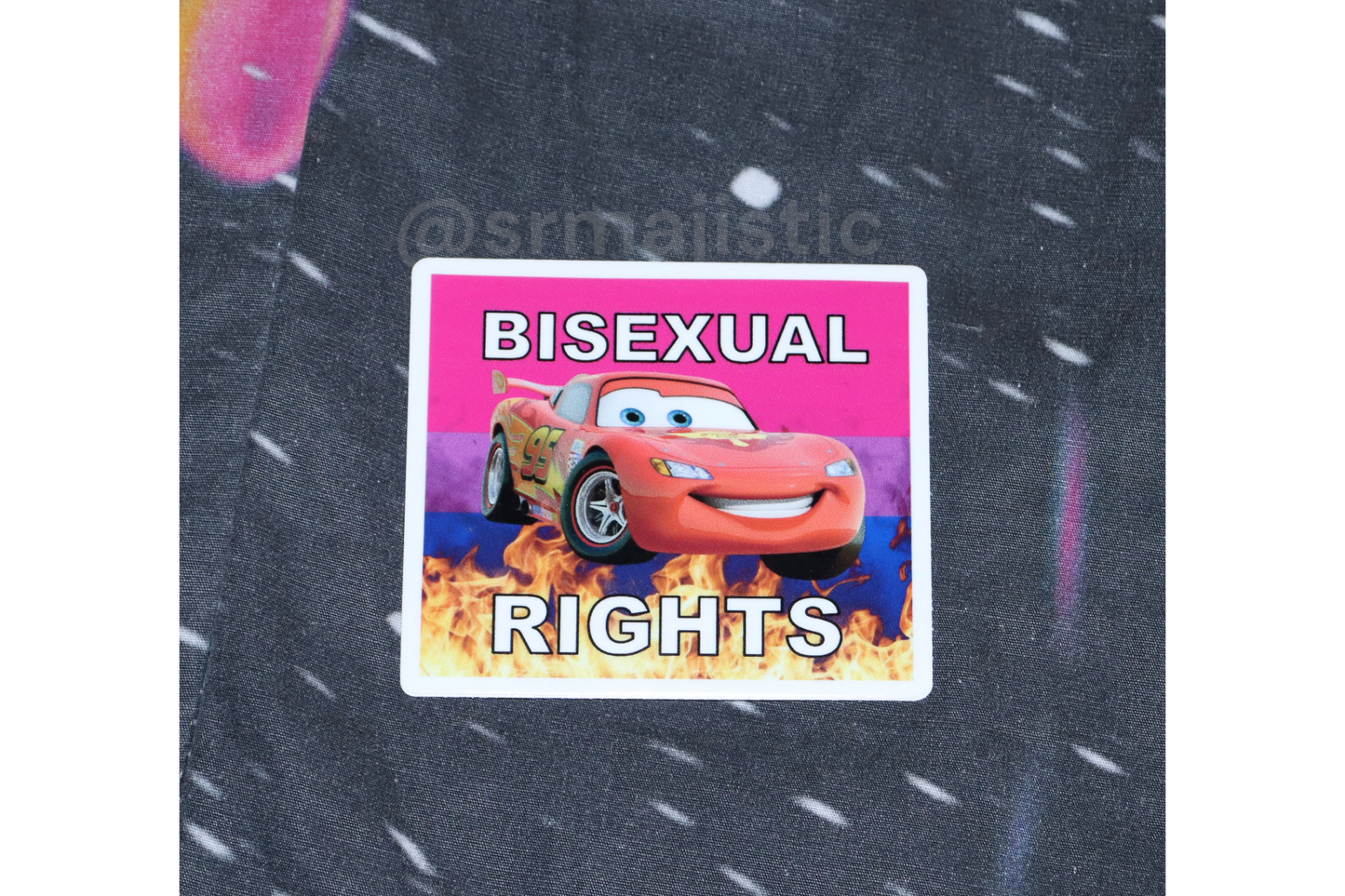 Bumper Stickers of Lightning McQueen from Cars Flaming Pride Flags