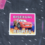 Bumper Stickers of Lightning McQueen from Cars Flaming Pride Flags