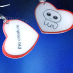 The Creature (Autism TBH Creature) Meme Character Locket Heart 2D detailed Handmade Earrings!