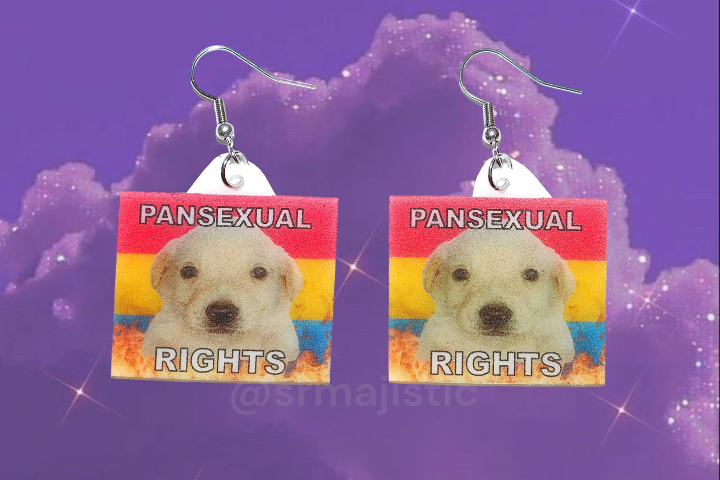 (READY TO SHIP) Jotchua Dog Flaming Pride Flags Handmade Earrings!