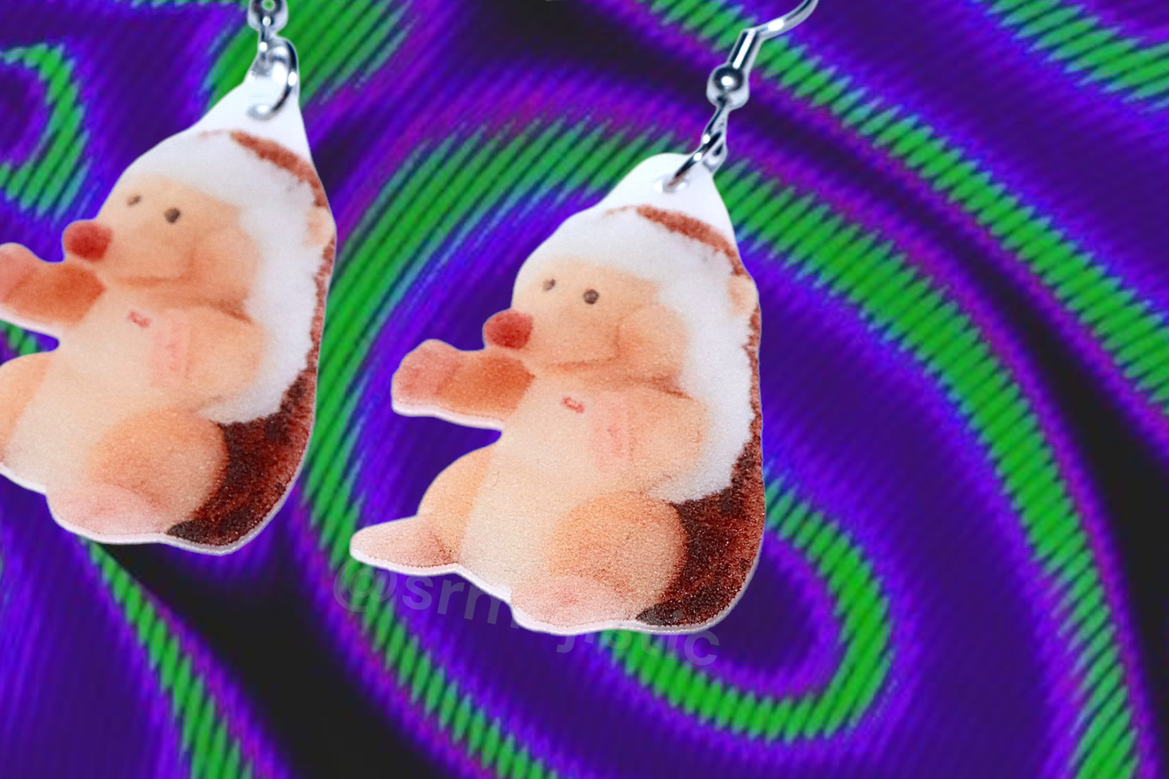 (READY TO SHIP) Happy Hedgehog with Hands Plush 2D Handmade Earrings!