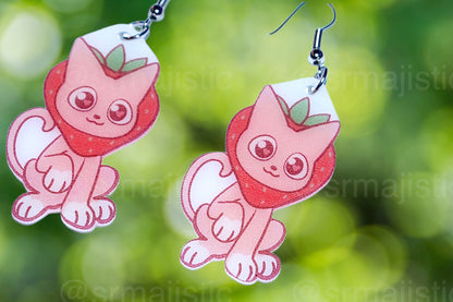 Sweet Strawberry Animal Handmade Earrings (collaboration with @saltnox)