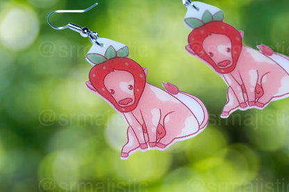 Sweet Strawberry Animal Handmade Earrings (collaboration with @saltnox)