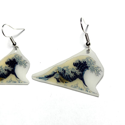 The Great Wave off Kawagana Painting Detailed Handmade Earrings!
