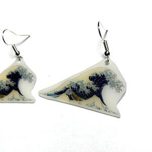 The Great Wave off Kawagana Painting Detailed Handmade Earrings!