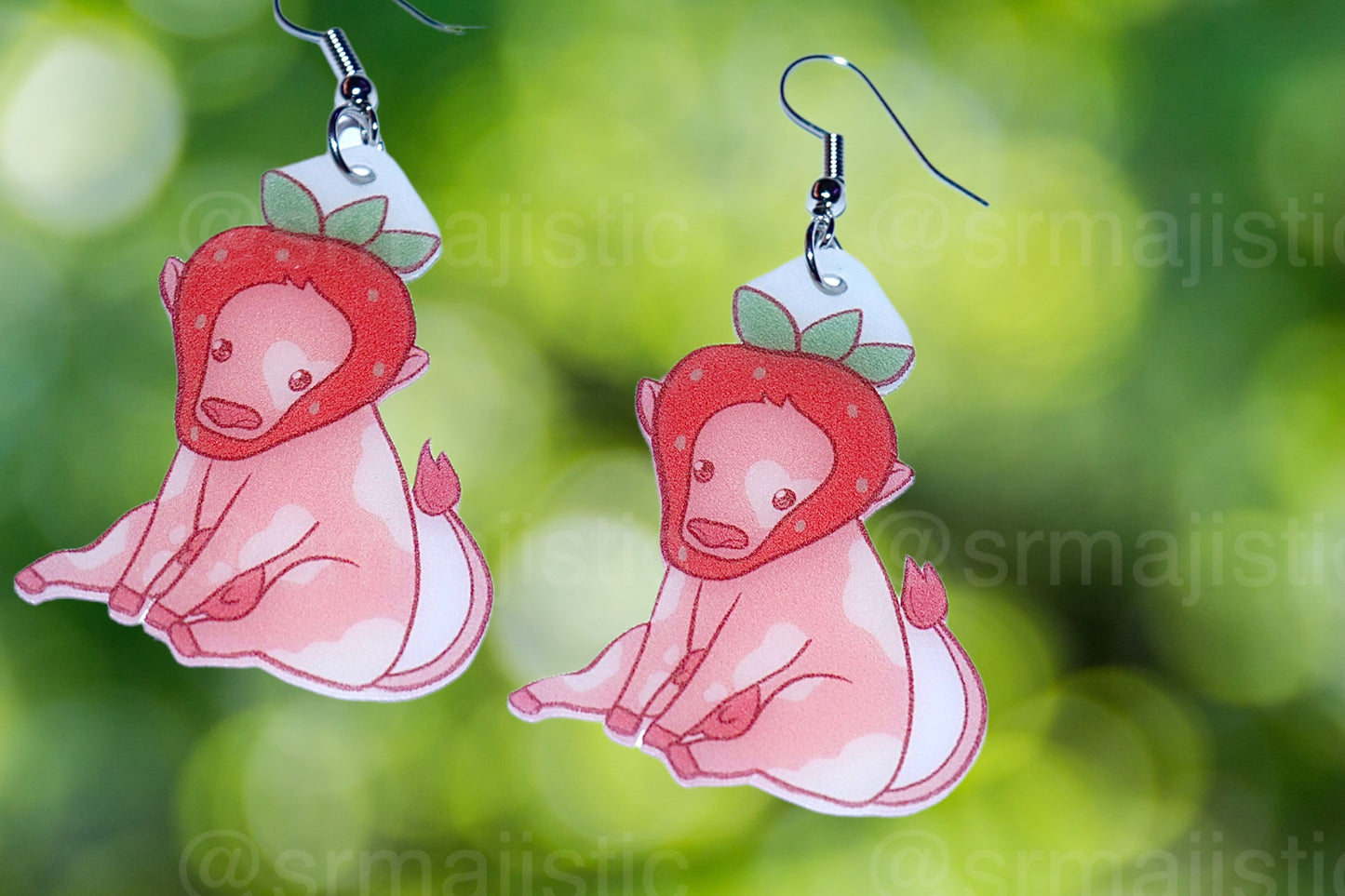 Sweet Strawberry Animal Handmade Earrings (collaboration with @saltnox)