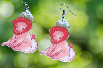 Sweet Strawberry Animal Handmade Earrings (collaboration with @saltnox)