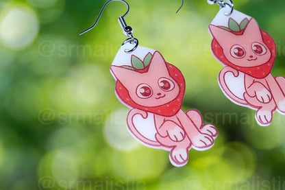 Sweet Strawberry Animal Handmade Earrings (collaboration with @saltnox)